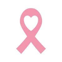 breast cancer ribbon with heart flat style icon vector design