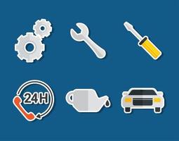 six car service icons vector