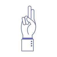 u hand sign language line and fill style icon vector design