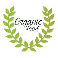 organic food lettering with leaves vector