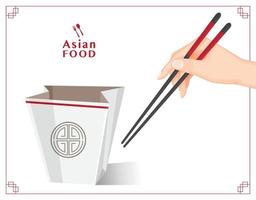 Asian food take away box, Take away box noodles, Vector illustration