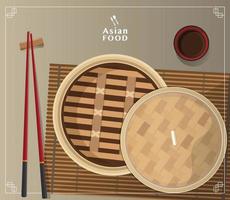 Dim sum illustration vector of Chinese food, Asian food Dim sum in Steamer