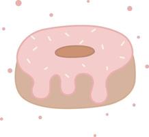 Strawberry Glazed Donut with White Sprinkles Free Vector Illustration