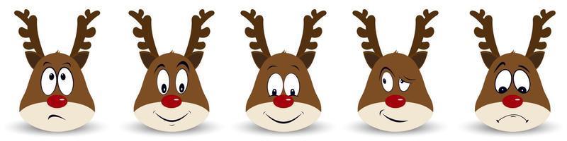 Happy New Year and Merry Christmas Set of fun and emotional Christmas deers vector