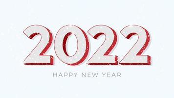 Happy New Year 2022 text design with white snowfall vector