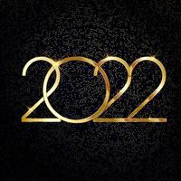 Feliz año nuevo 2022 texto dorado sobre fondo de semitono brillante vector