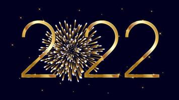 Merry Christmas and happy New Year 2022 on dark background with golden fireworks vector