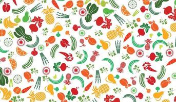 Pattern from different types of fruits in a flat style on a white background vector