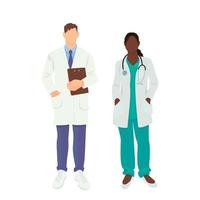 Man and woman doctor, nurse or orderly on a white background, treatment of diseases and viruses - Vector