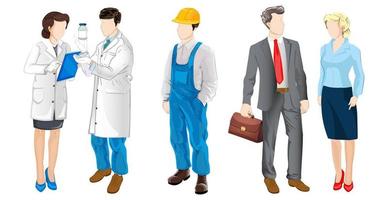 Set of 5 pcs people of different professions on a white background - Vector