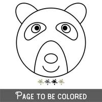 cara de oso divertida para colorear, el libro para colorear para niños en edad preescolar con un nivel de juego educativo fácil, medio. vector