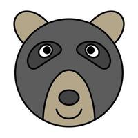 lindo, caricatura, oso, cara, icon., vector, ilustración vector