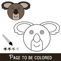 cara divertida de koala para colorear, el libro para colorear para niños en edad preescolar con un nivel de juego educativo fácil. vector