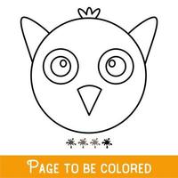 cara divertida del búho para colorear, el libro para colorear para niños en edad preescolar con un nivel de juego educativo fácil. vector