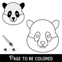 Cara de panda divertida para colorear, el libro para colorear para niños en edad preescolar con un nivel de juego educativo fácil. vector