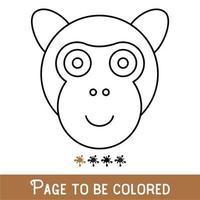 Funny Ape Face to be colored, the coloring book for preschool kids with easy educational gaming level, medium. vector