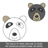 Color Bear Face. Restore dashed lines. Color the picture elements. Page to be color fragments. vector