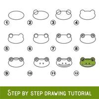 Kid game to develop drawing skill with easy gaming level for preschool kids, drawing educational tutorial for Frog Face vector