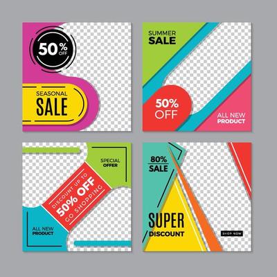 Social post template media fashion banners digital brochures marketing promo bundles vector set