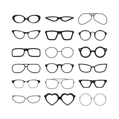 Sunlight glasses fashioned glasses black plastic frames retro models sun protection cool eye vision vector silhouettes illustration protection vision fashioned plastic frame eyeglasses