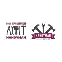 Handyman badges builders workers contractor symbols technicians vector logotypes handyman illustration carpenter handyman logo emblem