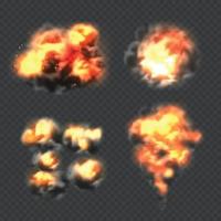 explosión de bomba fuego efecto de explosión realista ilustración de colección de vectores de luz fuego explosión de llama explosión de dinamita