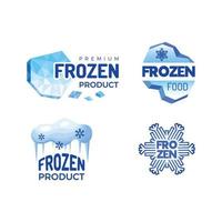 logotipo de producto de hielo alimentos congelados identidad empresarial azul frío elementos gráficos producto de copo de nieve insignia de temperatura congelada ilustración de refrigerador vector