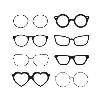 Sunlight glasses fashioned glasses black plastic frames retro models sun protection cool eye vision vector silhouettes illustration protection vision fashioned plastic frame eyeglasses