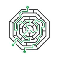 Game maze labyrinth collections various shapes with many entrance gate set maze game complexity challenge task puzzle labyrinth illustration
