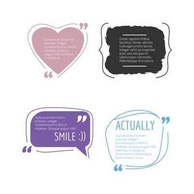Message frames quote boxes colorful design templates modern creative block text trendy labels quote blog mark quoting sticker message illustration