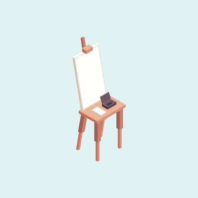 Art studio professional artists designers creators items easels brushes paints podium working place vector isometric professional art studio paint isometric school illustration