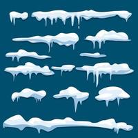 casquillos de nieve carámbanos invierno congelado decoración de hielo clima hielo escarcha clima decoración de la capa de nieve ilustración congelada vector
