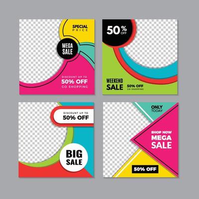 Social post template media fashion banners digital brochures marketing promo bundles vector set