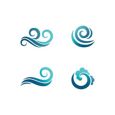 Stylized wave ocean sea water flowing wave swimming vector symbols collection