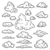 dibujado a mano nubes clima símbolos gráficos decorativos cielo vector naturaleza objetos colección de nubes ilustración clima de nubes pronóstico nublado