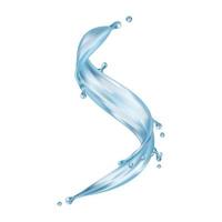 Water splashes flowing liquid aqua with various drops vector realistic set illustration aqua liquid water splash drop