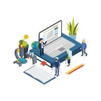 Accesible education online courses elderly isometric old people online education concept illustration old senior education elderly person use computer