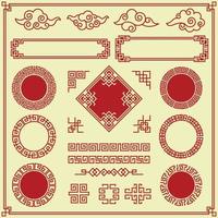 Oriental elements ornate clouds frames borders dividers traditional asian decoration objects vintage style oriental traditional frame decoration vector