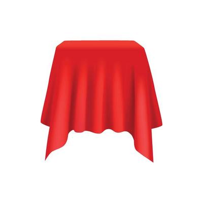 Red silk covered revealer cloth realistic exhibition curtains royal cover display vector collection