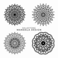 Collections Circular pattern in the form of a mandala for Henna, Mehndi, tattoos, decorations. Decorative decoration in ethnic oriental style. Coloring book page. vector