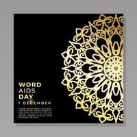 1 December world aids day banner or card template and background with mandala vector