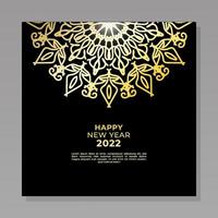 feliz año nuevo 2022 plantilla con mandala vector