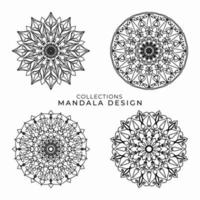 Collections Circular pattern in the form of a mandala for Henna, Mehndi, tattoos, decorations. Decorative decoration in ethnic oriental style. Coloring book page. vector