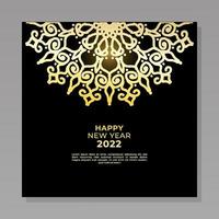 feliz año nuevo 2022 plantilla con mandala vector