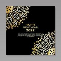 Happy new year 2022 template with mandala vector