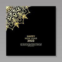 feliz año nuevo 2022 plantilla con mandala vector