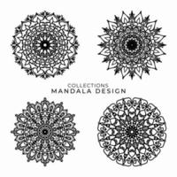 Collections Circular pattern in the form of a mandala for Henna, Mehndi, tattoos, decorations. Decorative decoration in ethnic oriental style. Coloring book page. vector