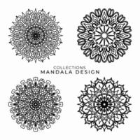 Collections Circular pattern in the form of a mandala for Henna, Mehndi, tattoos, decorations. Decorative decoration in ethnic oriental style. Coloring book page. vector