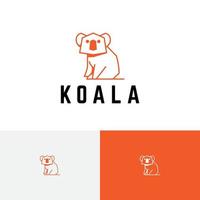 Adorable Koala Marsupial Animal Zoo Nature Line Logo vector