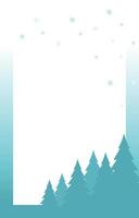 Pine Winter Snow Snowflake Holiday Invitation Card Frame Background Template vector